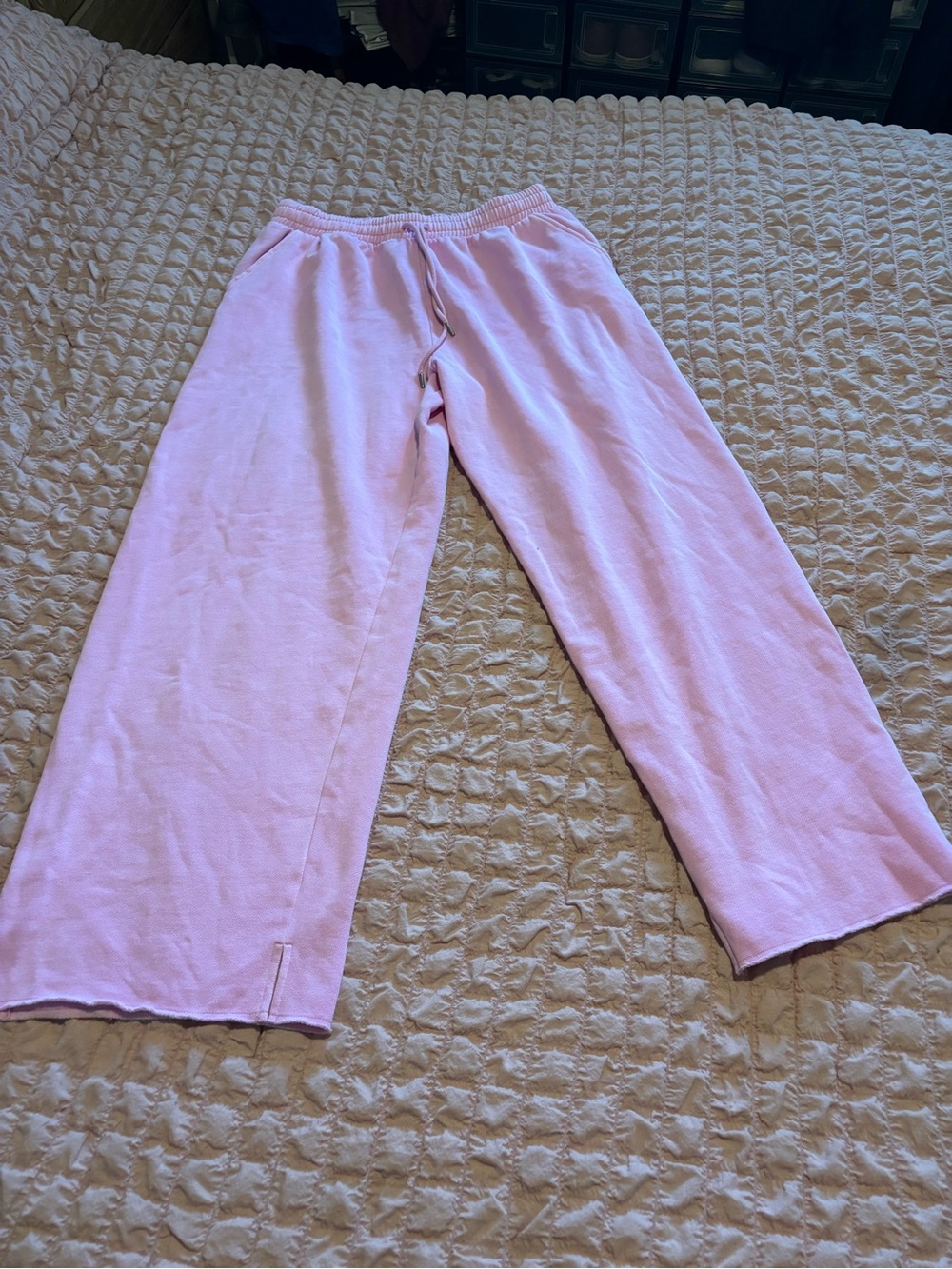 PINK Victoria's Secret Light Pink Wide-Leg Track Pants. Never worn, long length
